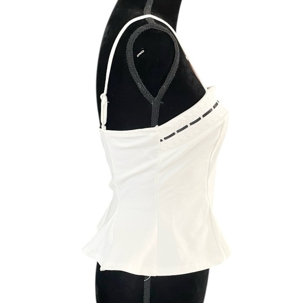 Blashe peplum tank camisole white black ribbon womens Small casual princess boho - Picture 4 of 7